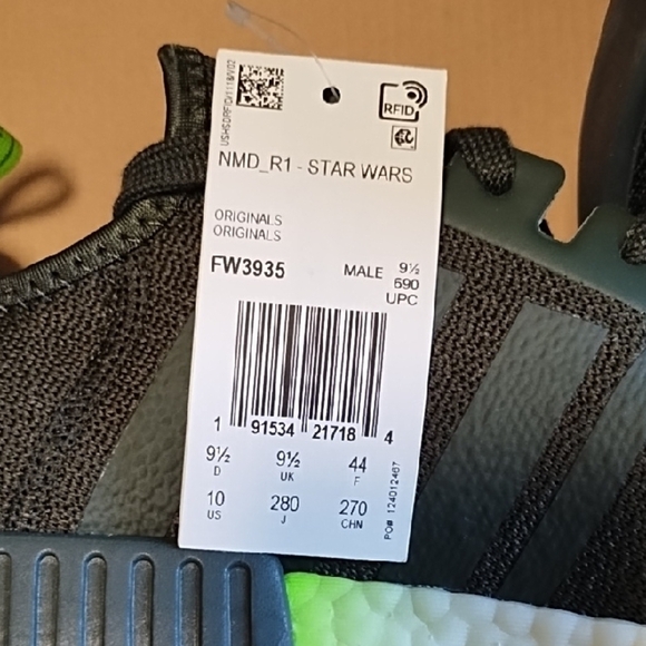 Adidas Star Wars Black and Neon Green Sneakers - Picture 2 of 6